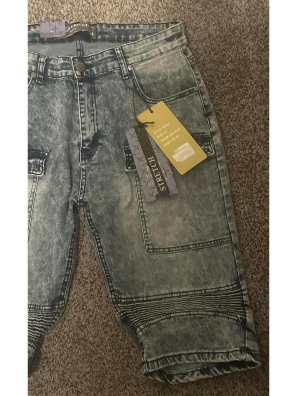 Denim & Rivets Authentic Skateboarding Jean Shorts Distressed 34 mens Brand New! - Picture 3 of 7